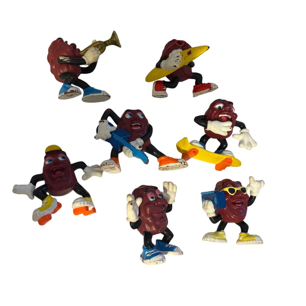 California Raisins PVC Figures Vintage 1988 Set of 7 Retro Purple Small Mixed OS